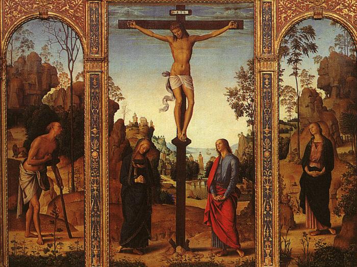 Pietro Perugino The Crucifixion with The Virgin, St.John, St.Jerome St.Magdalene France oil painting art